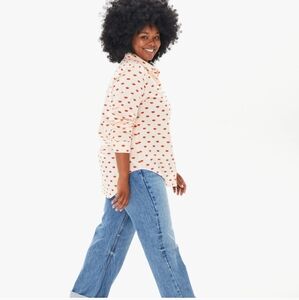 Clare V White and Red Button Down Shirt